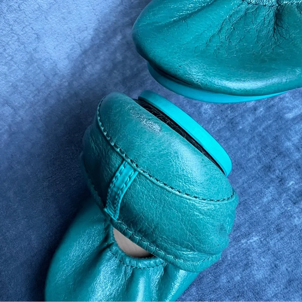 Tieks By Gavriely Flat Shoes Sz 7 Pacific Green Leather Ballet  Flats Foldable - Picture 9 of 17